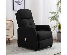 vidaXL Poltrona Massaggiante Reclinabile Poltroncina per Massaggi Divano Singolo Massaggiatore Sedia TV Arredamento Nera in Tessuto