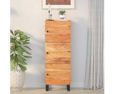 Homgoday Credenza con 3 Ante 40x33x110 cm Legno Massello Acacia e Ferro, Salvaspazio Armadietto da Esterno, Mobili Esterno Balcone per Soggiorno, Ufficio, Camera da Letto, Bagno