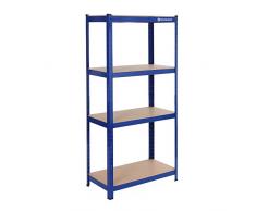 SONGMICS Scaffalatura a 4 Ripiani, Scaffale in Acciaio, Montaggio Rapido, Utensili, Strumenti in Garage, Magazzino, Ripostiglio, Portante 520 kg, 40 x 80 x 160 cm, Blu GLR44Q