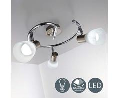 Lampada da soffitto a LED con 3 luci orientabili, forma a spirale, per soggiorno o camera da letto, incl. 3 lampadine 5 W E14 230 V IP20