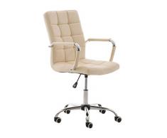 CLP Sedia Ufficio Deli V2 in Similpelle E Metallo I Sedia Lavoro Girevole Regolabile con Braccioli I Poltroncina Studio, Colore:Crema