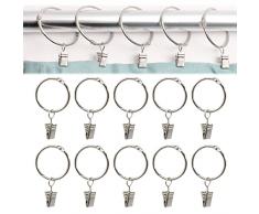 Anelli per Tende,Ganci per Tende con Clip,40 Pezzi Anelli Tenda Clip,Occhielli a Clip per Tende,Tenda con Anelli,Anelli Ganci Tende,35mm Diametro Interno
