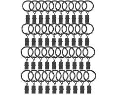 40 Pezzi Anelli per Tende con Clip, 38 mm Metallo Decorativo Drappeggio Finestra Tenda Anello Ganci con Occhielli per Tenere Tende Pesanti Set di Aste e Tende, Nero