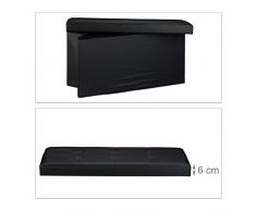 Pouf Cubo Panca Poggiapiedi Sgabello Contenitore Cassapanca pieghevole Carico max. in eco Pelle imbottito Bianco 76 x 38 x 38 (Nero)