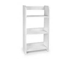 Leomark scaffale per cameretta bambini, mobile porta giocattoli, libreria armadio pannelli stile scandina, mobili in legnotema, colore BIANCO, dimensioni: 50cm x 25cm x 102,5cm (LxPxA)