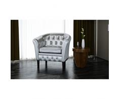 POLTRONA POLTRONE CHESTERFIELD POLTRONA ECOPELLE STILE CAPITONNE' ARGENTO