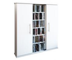 VCM 45024 Santo Scaffale per 450 CD/Dvd, Legno Bianco, 91,5 x 86 x 18 cm