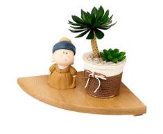 legno massello rovere naturale rotondo fine 1PCS galleggiante mensola angolare da parete con mensola 7