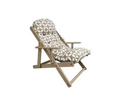 Poltrona Sedia Sdraio Asia Relax 3 Posizioni in Legno Pieghevole Cuscino Super Imbottito H 100 CM Laccato Tortora
