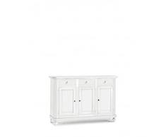 Mar.c.a. Design - Credenza Soggiorno, Legno di Pioppo Bianco Opaco Elegante Shabby Chic, Credenza Arte Povera, Mobile Soggiorno con 3 Porte Made in Italy - Mis. 150x43x98h