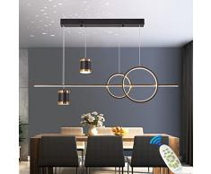 Qiaomao Lampadario LED sospensione 49W Dimmerabile Lampadari a sospensione moderni Lampadario sala da pranzo Altezza 120 cm regolabile con Telecomando,Soffitto cielo stellato,Nero