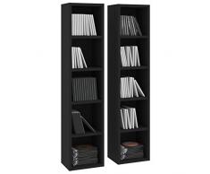 Tidyard 2pz Scaffalatura per CD 21x16x93,5 cm Sistema di archiviazione per Dvd Libreria 5 Mensole,Mobile Libreria Porta CD a Muro