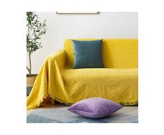 ANAZOZ Copritutto Divano 2 Posti,Fodere Copridivani Giallo Telo Copridivano di Cotone Motivo Geometrico,2 Posti(130x180CM)