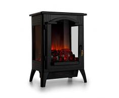 Klarstein Graz - Camino Elettrico, 1000/2000 Watt, Effetto Fiamma Realistica, Riscalda fino a 30 m², PanoramaView, Termostato Regolabile, Nero Carbone