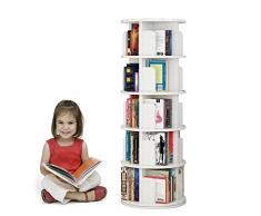 tonchean Libreria girevole a 360 ° Libreria a 5 livelli Bianca Libreria Alta Libreria Angolare Piano Espositore Scaffale per Libro Organizer per Soggiorno Camera da Letto