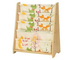 Songmics GKR71YL - Scaffale a 4 Livelli in Tessuto per Bambini, Finitura Acero, Multicolore, 62 x 28 x 72 cm
