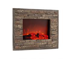 KLARSTEIN Alpbach - Camino Elettrico, 1800 Watt, 2 Livelli Riscaldanti, 65x51,5x14 cm, Effetto Fiamma Realistico con Letto di Braci, Finestra Panoramica, Telaio in Resina, Effetto Pietra