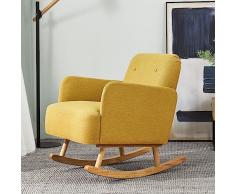 [en.casa] Poltrona a Dondolo da Interno Poltrona Relax Oscillante con Braccioli e Schienale Medio Poltrona Imbottita Rivestimento in Tessuto - Giallo Senape