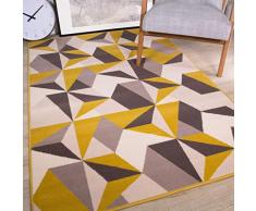 The Rug House Il Tappeto casa Milan ocra Senape Giallo Grigio Beige Geometric Kaleidoscope Tradizionale da Salotto