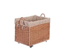 E-wicker24, cesto in vimini per legna da ardere, con rivestimento di juta