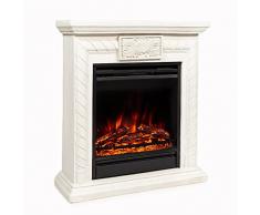 Klarstein Frosty Peak - Caminetto Elettrico con Potenza di Riscaldamento di 1800 W, Camino Finto con Timer, Temperatura: da 10 a 30 °C, Effetto Fiamma LED, Telecomando Incluso