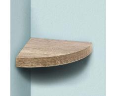 Kasahome Mensola Angolare da Parete - Pensile a Scaffale Triangolare in Legno MDF - Mensole da Muro per Arredamento con Staffa Scomparsa 24x24 cm (Rovere)
