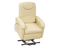 Milani Home s.r.l.s. Poltrona Relax MASSAGGIANTE ELETTRICA Confort Imbottita Beige per Interno Salotto per Anziani