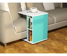 CEYLIN Tavolino basso da salotto con ruote - Bianco / Turchese - materiale in legno - Tavolino da divano - Tavolino da Caffè moderno in un design alla moda con mensola