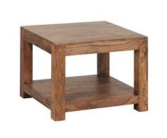 WOHNLING tavolino in Legno massello Sheesham 60 x 60 cm Tavolo Design Tavolo da Salotto in Stile Marrone Scuro Paese
