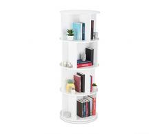 Relaxdays Libreria Girevole, Scaffale Rotante, Porta CD/DVD, Salotto, Ufficio, in Legno, H x D: 138 x 50 cm, Bianco