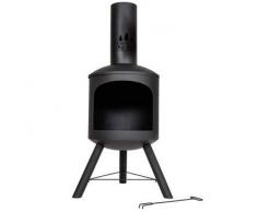 Caminetto in acciaio da giardino, design contemporaneo, stufa a legna, facile da montare, per un perfetto fuoco all’aperto.