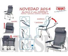 Crespo - Sedia pieghevole compact lusso con testiera - 7 Posizioni - forma anatomica estraibile. - Sedia da campeggio in alluminio Luxus - 120 cm poltrona con schienale - 4,8 Kilo leggero - STABIELO - tubo ovale