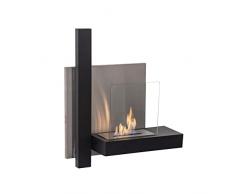 NORBE | Camino a Bioetanolo GRAM | Biocamino da Parete | Camino Nero e Grigio | Dimensioni 63 x 22 x 75h cm | Potenza: 3,68 kw/h (Nero)