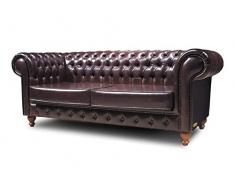 Divano Chesterfield 3 Posti - Pelle Vegan - My Chesterfield Marrone Antico - Chesterfield Originale Fatto a mano di alta qualità - The Chesterfield Brand - larghezza 200 cm