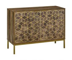 homcom Mobile da Ingresso e Salotto in Legno a 2 Ante, Credenza Moderna con Decori Dorati e Gambe in Acciaio, 99x39x75.5cm