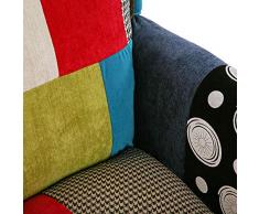Versa 19501375 Poltrona Philippe, Cotone e Legno, Patchwork, Multicolor, 89 x 71.5 x 72 cm