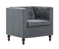 vidaXL Poltrona Chesterfield con Rivestimento in Tessuto Grigio Elegante Relax