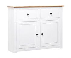vidaXL Legno Massello di Pino Credenza Panama Range Mobiletto con Cassetti e Ante Rustica Robusta Classica Armadietto Madia 93x40x80 cm Bianca