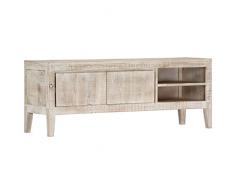 vidaXL Legno Massello di Mango Mobile Porta TV Stile Rustico Country Accattivante Indeformabile Durevole Stabile Mobiletto Armadio Hifi 118x35x46 cm