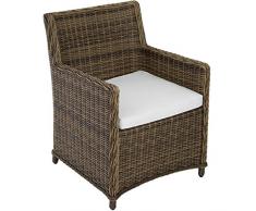 TecTake 403236 Sedia in Rattan, Poltrona da Giardino, Resistente alle Intemperie, Spesso Cuscino, Balcone Terrazza, Marrone