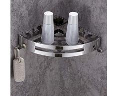 ENCOFT Mensola Doccia Angolare per Bagno Senza Foratura, Mensola ad Angolo Adesiva con 2 Ganci, Porta Bagnoschiuma Doccia Adesivo, Acciaio Inox 304 Argento