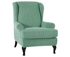 SINKITA Coprisedili Wingback, Addensare Elasticizzato Sedia Poltrona Tinta Unita 1 Posti Elastico Poliestere Fodera per Sedia A Orecchioni Caratteristica Morbida-Verde