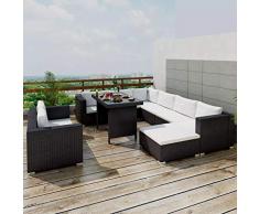 Tidyard Set Divani da Giardino 28 pz in Polirattan,Divano da Soggiorno,Salotto e Ufficio Stile Classico Nero