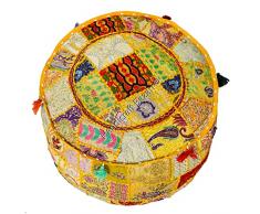 Handicraft Bazarr Poggiapiedi in cotone ottomano patchwork pouf con ricamo pouf pouf e pouf imbottito (40 x 40 x 40 cm)