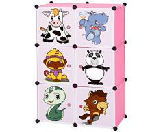 LANGRIA 6-Cubo Armadio Modulare per la Sistemazione di Stoccaggio Extra Large con Stendibiancheria, Mobili per Scarpe Vestiti (6-cubes)