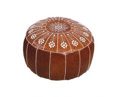 Marocchino Pouf Pelle,Handmade Ottomano Poggiapiedi Non Ripieno, Cuscino per Pavimento Finitura Textured Ricamo