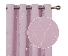 Deconovo Tende Oscuranti Termiche Isolanti Coprente Tende Stampate doro a Linea Salotto con Occhielli per Casa Moderne 2 Pezzi 117x183 CM Rosa Chiaro