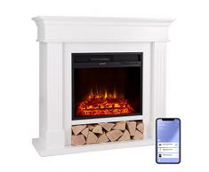 Klarstein Camino Elettrico Basso Consumo, Camino da Terra con Mensola, Camino Elettrico da Parete, Caminetto Elettrico 1800W, Camino Finto Decorativo con LED, Telecomando, Timer, Controllo Temperatura