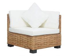 Festnight Divano da Giardino Esterno in Rattan Naturale con Cuscini Divano Angoalre Poltrona Giardino Rattan 66 x 69 x 62 cm Marrone