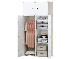 BRIAN & DANY Armadio Modulare con 8 Cubi, Scaffale Componibile con Ante, Guardaroba Organizzatore Economico, stanzino Combinato in Plastica, 75 x 47 x 148 cm